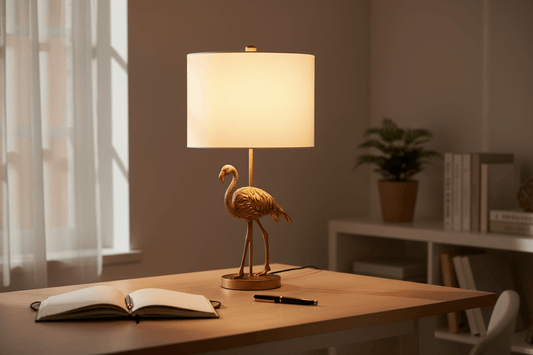 Golden Flamingo Lamp — Home Office