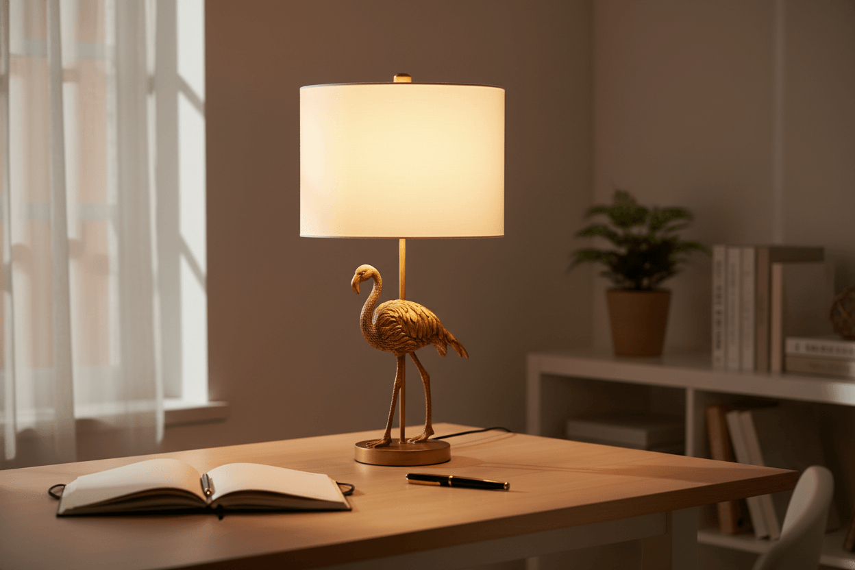 Golden Flamingo Lamp — Home Office