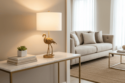 Golden Flamingo Lamp — Living Room