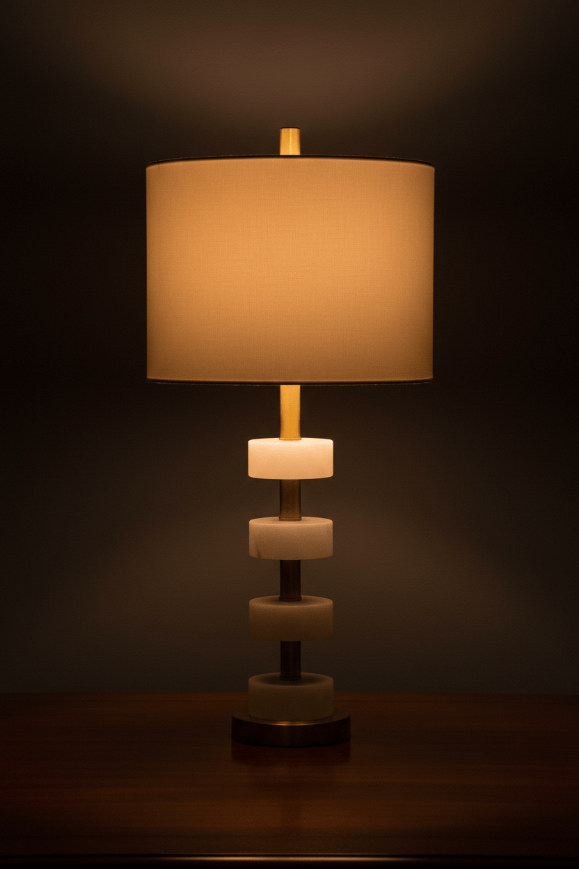 Marble and Gold Table Lamp – dark moody editorial