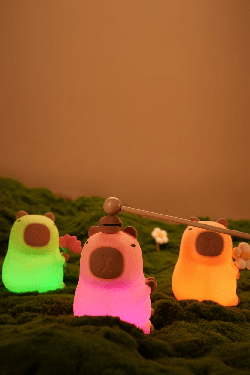 Capybara Night Light – three color modes green pink orange