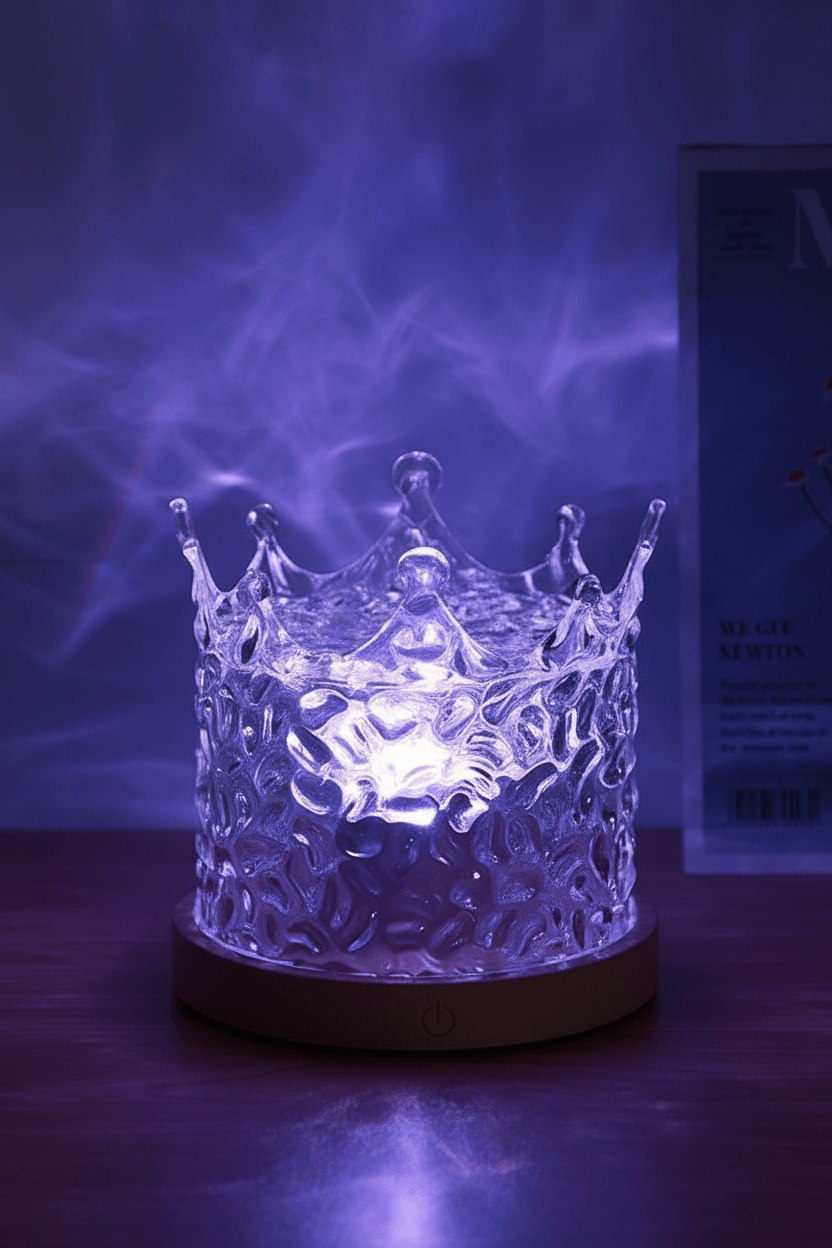 Golden Hour Projection Lamp – close-up crystal crown detail