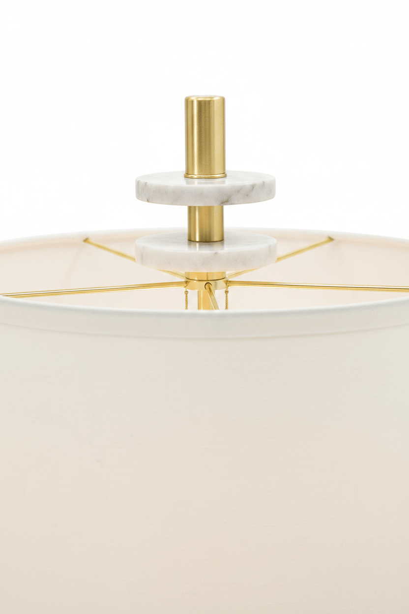 Marble and Gold Table Lamp – close-up marble and brass detail