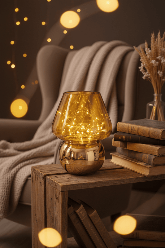 Enchanted Mushroom Glass Lamp – reading nook lifestyle