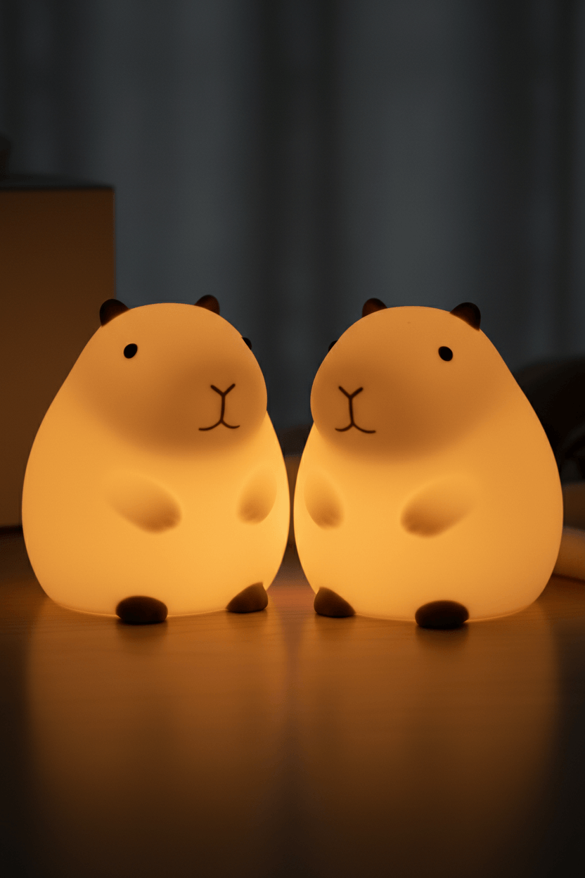 Capybara Night Light Gift Bundle – close-up two capybaras together