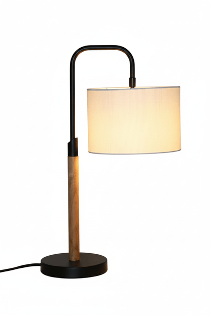 Minimalist Wood & Metal Desk Lamp – product shot white background