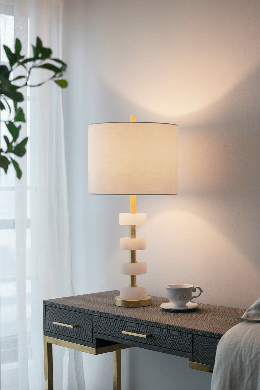 Marble and Gold Table Lamp – lifestyle bedroom